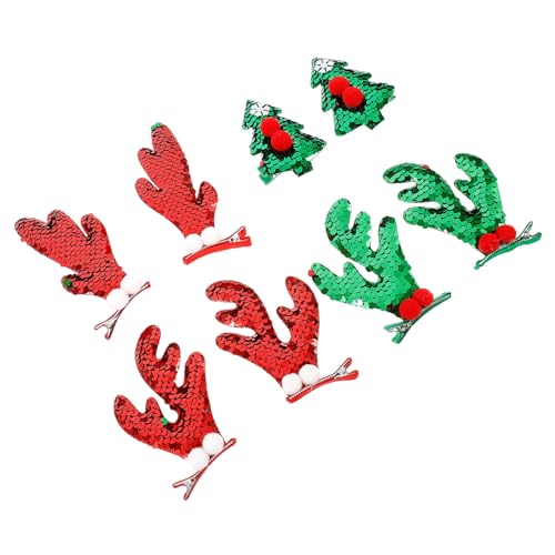 Beaupretty 4 Paare Weihnachts Haarspangen mit Rentier Geweih und Glitzer Niedliche Haarklammern für Damen und Mädchen Festlicher Haarschmuck für Weihnachten und Weihnachtsfeiern von Beaupretty