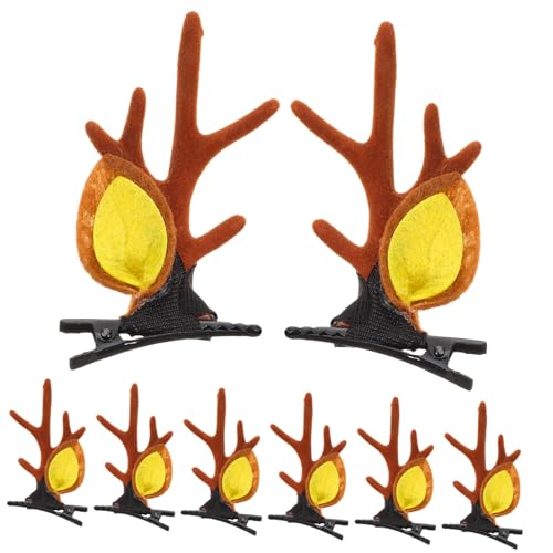 Beaupretty 4 Paare Weihnachts-haarspangen Rentiergeweih Design Xmas Haarklammern für Mädchen Festliche Haarschmuck Clips für Partys Cosplay und Alltag von Beaupretty