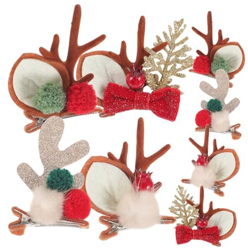 Beaupretty 4 Paare Weihnachts-haarspangen Rentiergeweih Haarklammern Weihnachts-haarschmuck für Frauen Mädchen Festliche Haaraccessoires Verschiedene Designs für Weihnachtsfeier von Beaupretty