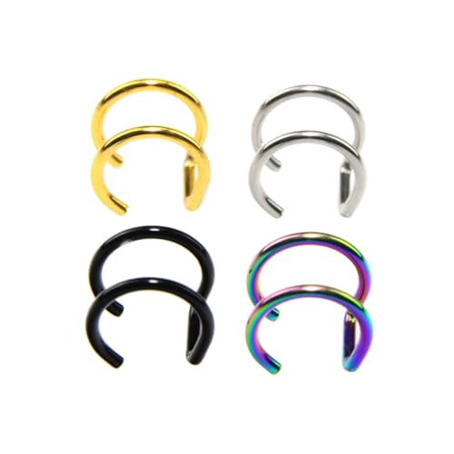 Beaupretty 4 STÜCKE Teiliges Edelstahl Nasenring Ohrclip Schmuck Farbige Schwarze Goldene und Stahlfarbene Nasenpiercing Ringe Hautfreundlich Poliert Bequem für Damen und Tägliche Nutzung von Beaupretty