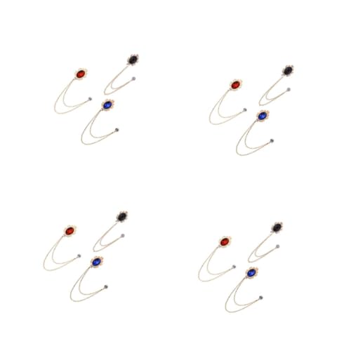 Beaupretty 4 Sätze Teiliges Herren Brosche Mit Edelsteinen Ketten Stilvolle Anstecknadeln Für Anzüge Festliche Anlässe Schwarzer Roter 3 Stück * 4 von Beaupretty