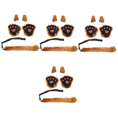 Beaupretty 4 Sets Tiere Braune Haare Schwanz Ausgefallene Kopfbedeckung Zubehör Requisite Wolfskostüm Für Und Fuchsohren Künstliche Katze Party-Dekoration Pfotengeburtstag Cosplay von Beaupretty