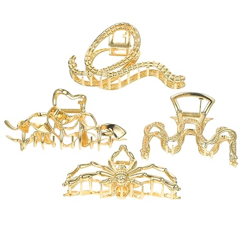 Beaupretty 4 Stck Große Metall Haarklammern für Damen mit Stilvollem Spinnen Fisch und Schlangen Design Rutschfest für Dünnes oder Dickes Haar für Besondere Anlässe von Beaupretty