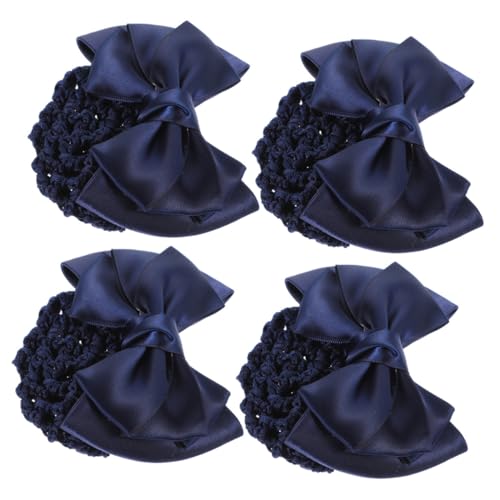 Beaupretty 4 Stck Teiliges Haarnetz mit Schleifen Clip Stabiles Haarnetz für Dutt Haarschmuck Accessoire für Damen Krankenschwestern und Hotelpersonal Einfach zu Tragen Blau von Beaupretty