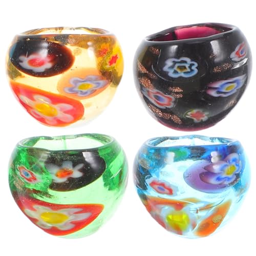 Beaupretty 4 Stck. Teiliges Bunte Glasringe für Damen Stilvolle und Kreative Fingerreifen und Langlebig und Dekorativ für von Beaupretty