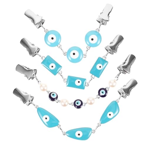 Beaupretty 4 Stck. Teiliges Evil Eye Cardigan Clip Metall Kleidung Clips Dekorative Strickjacken und Kleiderclips Einfach zu Tragen Eleganter Look für Damen Vielseitig für Blusen Schals von Beaupretty