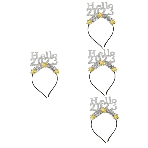 Beaupretty 4 Stück 2023 2023 Stirnband Weihnachtsdeko Geschenke Haarschmuck Schnapsgläser Kopfschmuck Kreatives Haarband Requisiten Feiern Neues Jahr Haarband Buchstabe Filzstoff Leiner von Beaupretty