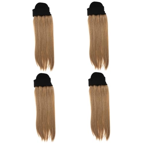 Beaupretty 4 Stück Mütze Perücke Braune Hüte Für Frauen Perücke Hut Beanie-hut-perücke Hut Mit Haaren Befestigt Frauen Mützen Hüte Glattes Haar Kopfbedeckung Fräulein Hochtemperaturdraht von Beaupretty