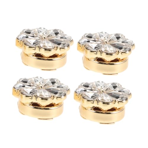 Beaupretty 4 Stück Blumen-Manschettenknöpfe Manschettenknöpfe für Damen Hemdmanschettenschmuck Strassknopf für Frauen Herrenmanschettenelemente Strassknöpfe Legierung Golden von Beaupretty