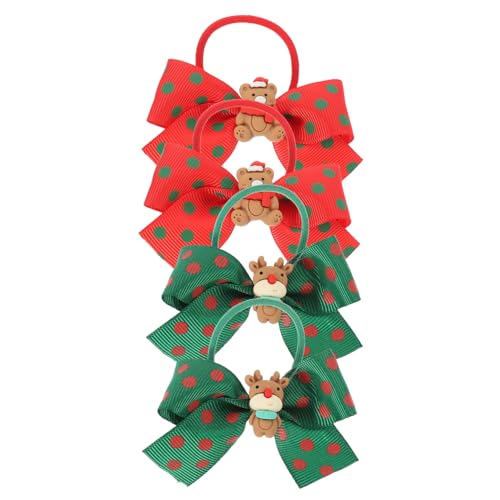 Beaupretty 4 Stück weihnachts scrunchies weihnachts haarreif Weihnachts-elastisches Haargummi Elastisches Haargummi für Babys Haarklammer Haarnadel Bowknot-Scrunchie Haarband von Beaupretty