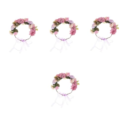 Beaupretty 4 Stück Braut Blumenstirnband Brautjungfern-haargummi Blumenkopfschmuck Stirnbänder Haarbänder Für Mädchen Hochzeitskopfschmuck Tiara Große Rose Violett Die Blumen Pp von Beaupretty