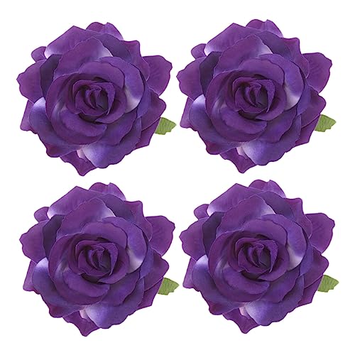 Beaupretty 4 Stück Rote Rosen-haarspange Rosenhaarnadel Für Mädchen Haarschmuck Für Damen Rosenklammern Blumenbrosche Aus Stoff Blumennadeln Haarblumen Künstlich Ausgabekarte Fräulein Violett von Beaupretty