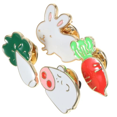 Beaupretty 4 Stück Cartoon broschen aus Legierung mit Niedlichen Hasen Schwein Gemüse motiven Dekorative Anstecknadeln für Damen Vielseitig für Jacken Kleider Partys und Zufällige Farbe von Beaupretty