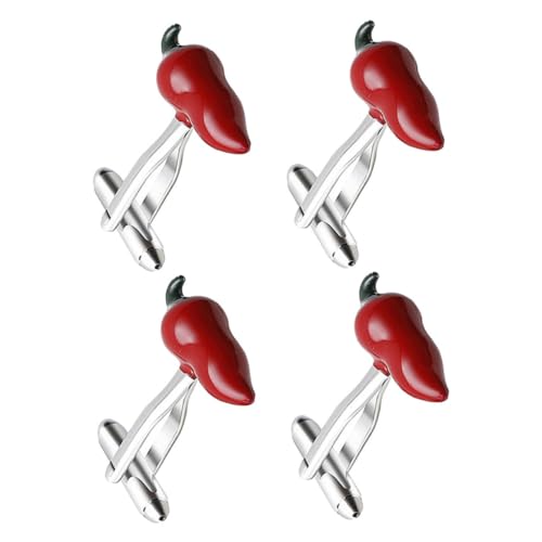 Beaupretty 4 Stück Chili -Manschettenknöpfe Chili Manschettenknöpfe Kreative Manschettenknöpfe Chili Pepper Manschettenknöpfe kreativer Hülsennagel Manschettenknöpfe für Hemden Kupfer von Beaupretty