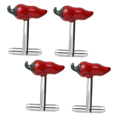 Beaupretty 4 Stück Chili -Manschettenknöpfe Manschettenknopf Hemdmanschettenschmuck kreativer Hülsennagel süße Manschettenknöpfe Knopf für Manschettenknöpfe Ärmelclip Kupfer von Beaupretty
