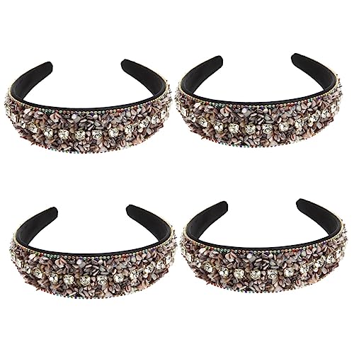 Beaupretty 4 Stück Diamant-stirnband Strass-accessoires Für Frauen Bauschiges Stirnband Perlenstirnband Für Frauen Schwarze Stirnbänder Für Frauen Bling Haarschmuck Tuch Baumwolle von Beaupretty