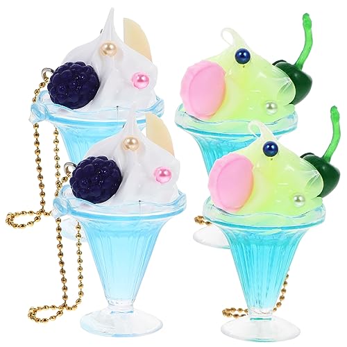 Beaupretty 4 Stück Eiscreme Schlüsselanhänger Charm Anhänger für Geldbörse Rucksack und Handtasche Stilvolle Taschenanhänger mit Stabiler Kette Einzigartiges Dessert Design als von Beaupretty