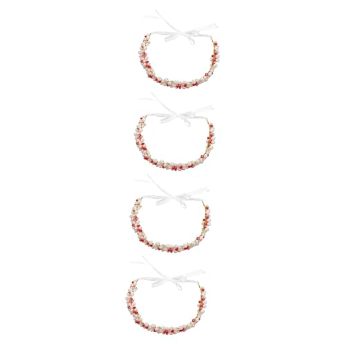 Beaupretty 4 Stück Haarband Stirnband hair-band hair band Haarreif حجاب Haarschmuck für die Hochzeit Braut Stirnband Haar Stirnband Strasssteine Kopfbedeckung Haarteil Zubehör Damen Zink rot von Beaupretty