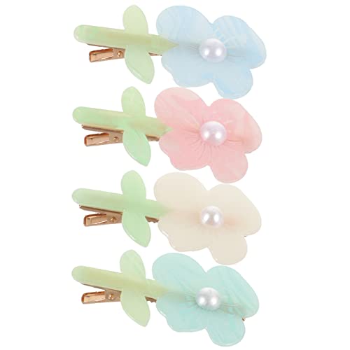 Beaupretty 4 Stück Haarnadel Haarschmuck Für Kinder Perle Krokodilklemme Haarspangen Für Kinder Haarspange Haarspangen Für Mädchen Dekorative Haarspangen Blumen-haarnadel Acryl von Beaupretty