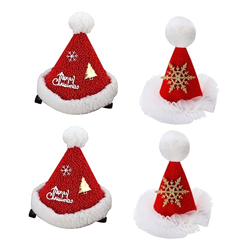 Beaupretty 4 Stück Haarnadel Weihnachtsmann Haarspange Weihnachtshaarspangen kinder haarschmuck weihnachts haarspangen weihnachtsdeko weihnachtsspangen Weihnachtskopfschmuck Stoff rot von Beaupretty