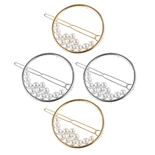 Beaupretty 4 Stück Haarnadel haar spangen haarclips hair claw clip haarklammer haarhalter Perlennadeln Edelstein-Aufkleber Mädchen Haarschleifen Haarstyling-Clip Haarspangen mit Hohlkreis ABS von Beaupretty