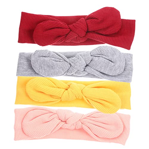 Beaupretty 4 Stück Haarschmuck Dehnbare Kopfbedeckung Knotenkopftuch Säuglingshaarband Kleine Elastische Haarbänder Breiter Stirnbandwickel Dünnes Stirnband Krawatte Gummiband Polyester Baby von Beaupretty