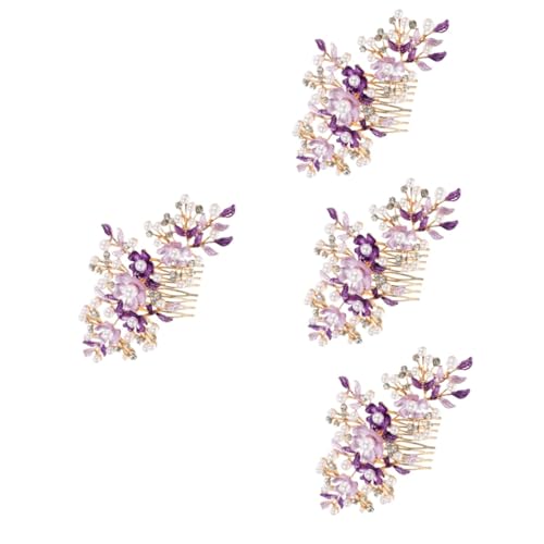 Beaupretty 4 Stück Haarpfropfen Blumenhaarspangen Für Diademe Für Mädchen Frauen Haarkamm Haarschmuck Für Mädchen Frauen Kopfschmuck Haarkamm Für Mädchen Gajra Violett Stirnband Braut Fee von Beaupretty