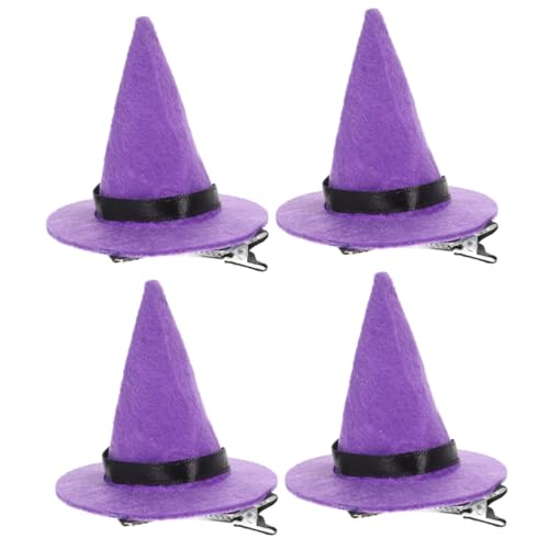 Beaupretty 4 Stück Halloween-haar-accessoires Hexen-cosplay-hut Haar Einclipsen Halloween-hexenmütze Halloween-cosplay-hut Frauen Hexenhut Kopfbedeckung Vliesstoff Kind Karikatur Violett von Beaupretty