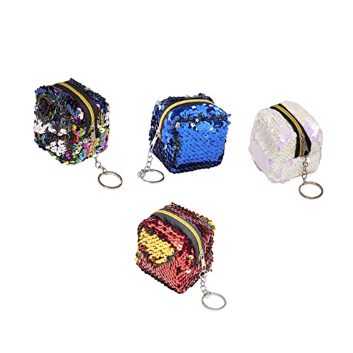 Beaupretty 4 Stück Handheld Münzbörsen mit Bunten Pailletten Aufbewahrungstaschen für Münzen Geldscheine und Kleine Kosmetikartikel Rote Blaue Pinke und Schwarze Farben von Beaupretty