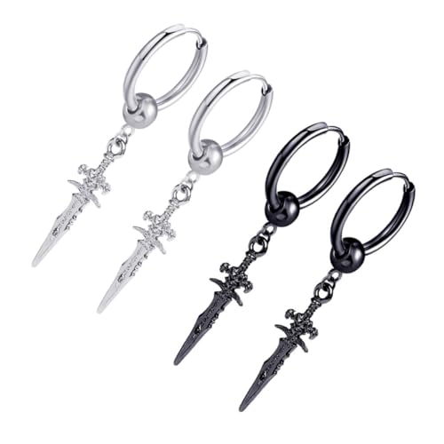 Beaupretty 4 Stück Hip Hop Ohrringe für Ohrclips Schwarz und Silber Accessoires für Männer und Frauen für Alltag Beaupretty 4 Stück Hip Hop Ohrringe für Ohrclips Schwarz und Silber Accessoires für Männer und Frauen für Alltag von Beaupretty