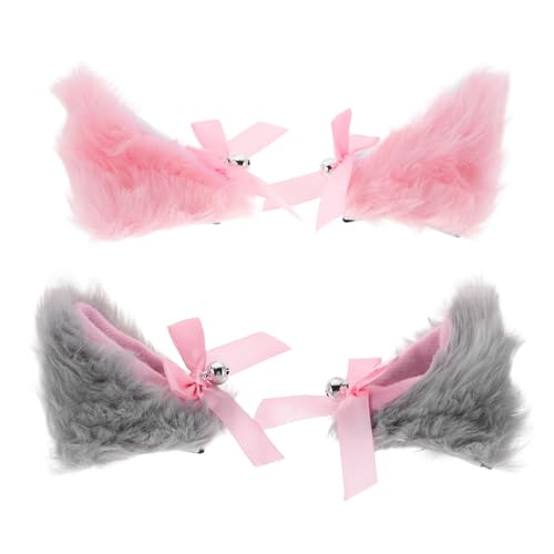 Beaupretty 4stücke Katzenohren Haarspange Mit Glöckchen Pelzige Lolita Cosplay Haarspange Kopfbedeckung Für Halloween Feier Kostüm Katzenohren Haarspangen von Beaupretty