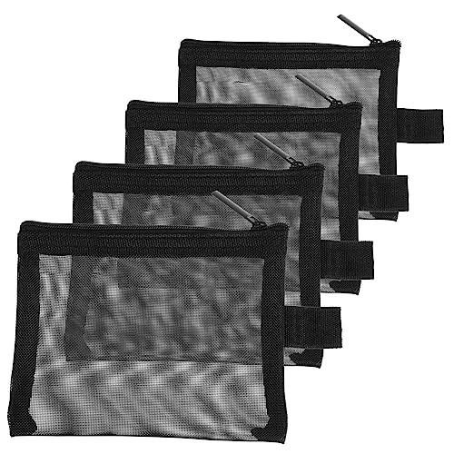 Beaupretty 4Stücke Kleine Kosmetiktasche Netzdesign Praktische Lippenstift Aufbewahrungstaschen Reise Organizer für Make Up Transparent mit Reißverschluss von Beaupretty
