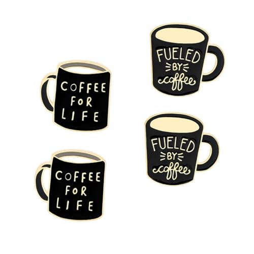 Beaupretty 4 Stück Kreative Englische Buchstaben Broschen aus Langlebiger Legierung mit Kaffee Tassen Bunte Anstecknadeln für Jacken Taschen Party Dekoration Unisex Zubehör von Beaupretty