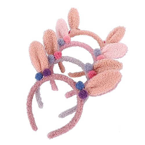 Beaupretty 4 Stück Hirschohren Stirnband Make-up-party Ohr Stirnband Gefüllter Hasenplüsch Urlaub Kopfschmuck Osterhasen Kopfschmuck Mädchen-stirnband Hasenhaarband Tier Koreanische Version von Beaupretty