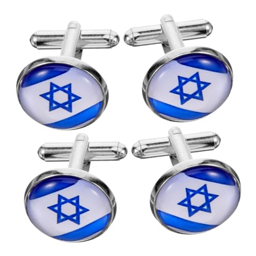 Beaupretty Manschettenknöpfe mit Israelischen Flagge für Herren 4 Stück Zinklegierung Elegantes Design für Hemden und Anzüge von Beaupretty