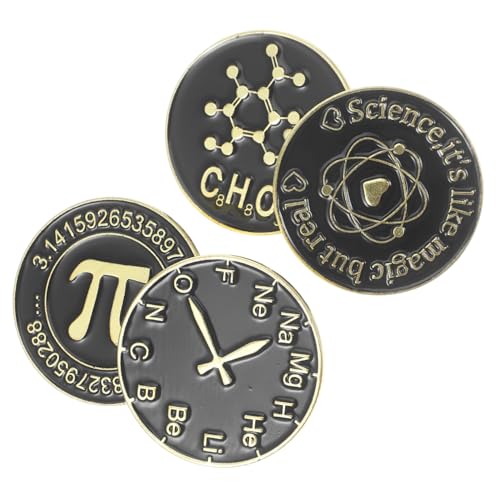 Beaupretty 4 Stück Mathematische Symbol Broschen aus Metall Dekorative Schwarze Runde Anstecknadeln Langlebige Modeaccessoires für Kleidung Rucksack Jacke Unisex DIY Schmuckpins von Beaupretty