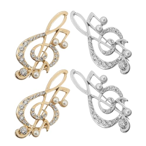 Beaupretty 4 Stück Musiknoten Broschen aus Legiertem mit Strass Vielseitige Anstecknadeln für Anzüge Schals und Pullover Modische Schmuckpins für Frauen und Mädchen bei Hochzeiten Konzerten von Beaupretty