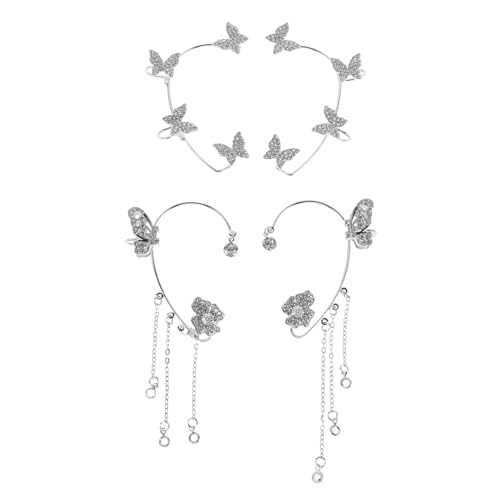 Beaupretty 4 Stück Ohrclips für Damen Schmetterling Ohrmanschetten mit Funkelnden Strasssteinen nicht Durchstochen Modische Ohrklemmen Schmuck für Hochzeiten Geburtstage und Festtage von Beaupretty