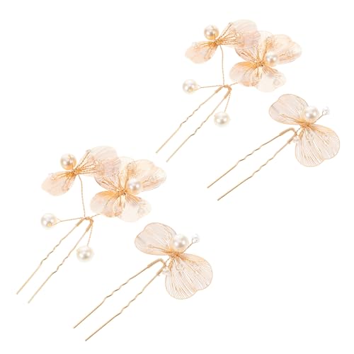 Beaupretty 4 Stück Perlen Haarnadeln U Förmig Teiliges mit Blumen Brautschmuck Goldfarbene Hochzeits Haarspangen für Brautjungfern Damen Hochzeit Haarschmuck von Beaupretty