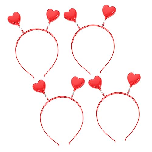 Beaupretty 4 Stück Rotes Herz-Stirnband Haarschmuck Für Mädchen Tiara Für Mädchen Frühlings-Haarschmuck Herz-Stirnband Amor Liebesform Kostümzubehör Valentinstag Lametta-Stirnband von Beaupretty