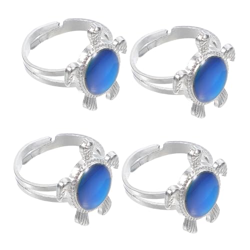 Beaupretty 4 Stück Schildkröten Stimmungsringe Damen Farbwechsel Ring Temperatur Farbverändernder Gefühlsring Modisches Accessoire von Beaupretty