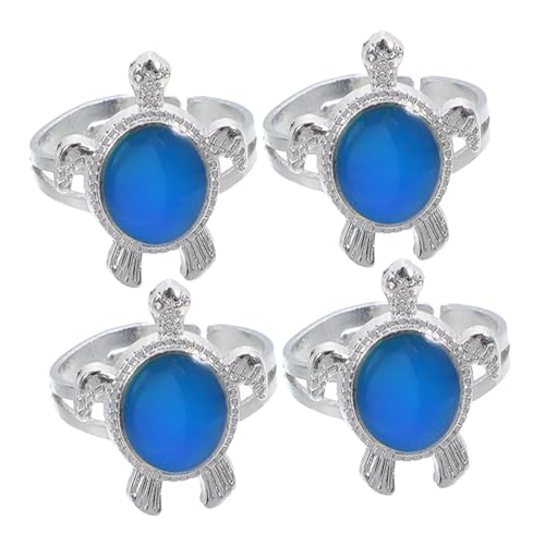 Beaupretty 4 Stück Schildkröten Stimmungsringe Farbwechsel Ring Unisex Temperaturabhängig Emotionserkennung Schmuck für Damen und Herren von Beaupretty