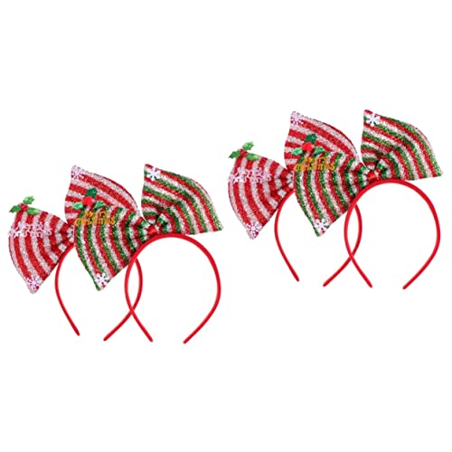 Beaupretty 4 Stück Schleife Stirnband Rot Grün Weiß Gestreiftes Stirnband Mit Schleife Weihnachtlicher Bowknot-haarreifen Stirnband Für Weihnachtsfeiern Krawatte Stoff Großer Bogen Damen von Beaupretty