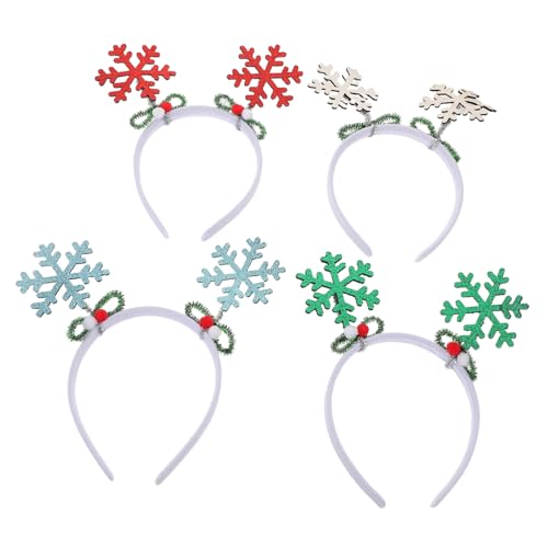 Beaupretty 4 Stück Schneeflocken Haarreifen für Frauen und Mädchen Glitzernde Weihnachts Haaraccessoires Bequeme Flexible Festtags Deko für Winterpartys und Familienfeiern von Beaupretty