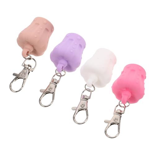 Beaupretty 4 Stück Silikon Lippenbalsam Ersatzkappen mit Auslaufsicherem Schlüsselanhänger Tragbarer Lipgloss Halter Stylischer Metallclip für Mädchen und Frauen Praktische Nachfüllhüllen in von Beaupretty