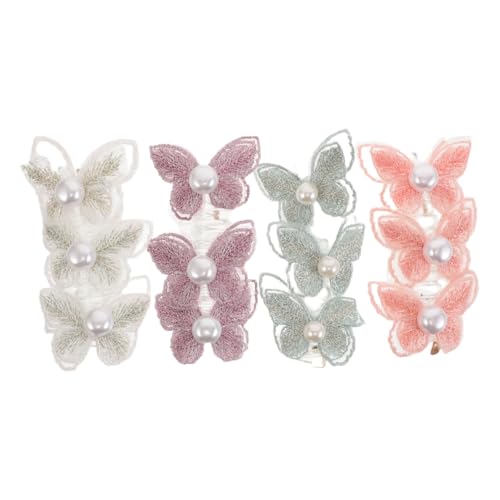 Beaupretty 4 Stück Spiral Haargummis mit Schmetterlings Spitze und Perlen Elastische Telefonkordel Haargummis Farbenfrohe Schonende Ponytail Halter für Frauen und Mädchen von Beaupretty