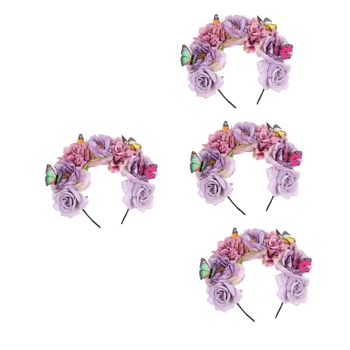 Beaupretty 4 Stück Stirnband aus künstlichen Blumen Schmetterlings-Accessoires für Frauen Schmetterlings-Stirnbänder charmant Haarschmuck Blumenkopfschmuck künstliche Urlaub schmücken von Beaupretty