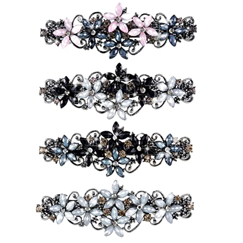 Beaupretty 4 Stück Strass Haarclips Vintage Blumen Haarklammern für Damen Rutschfeste Haarklammer für Pferdeschwanz und Hochsteckfrisuren für Partys und Alltag von Beaupretty