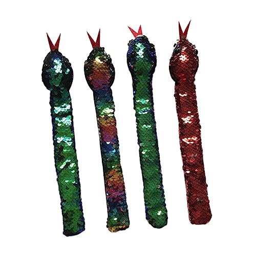 Beaupretty 4 Stück Teiliges Armband mit Schlangendesign Pailletten Slap Bänder Langlebiges Kunstleder Farblich Sortiert für Themenpartys Halloween und Sicher und Auffällig Zufällige Farbe von Beaupretty