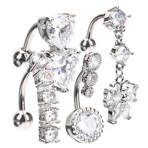 Beaupretty 4 Stück Teiliges Bauchnabelpiercing aus Damen Bauchnabelringe mit Zirkonia Komfortabel Langlebig Geeignet für Strand Sommer Urlaub für Frauen von Beaupretty